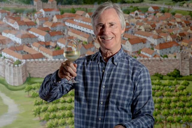 Pictured Dunesforde Vineyard ownerIan Townsend. Mr Townsend commissioned thepainting after learning of atabletfound at the Roman fort of Vindolanda at Hadrians Wall - and now stored in the British Museum - whichreferencedto wine making in Aldborough 1,800 years ago. Photo credit: Submitted photo