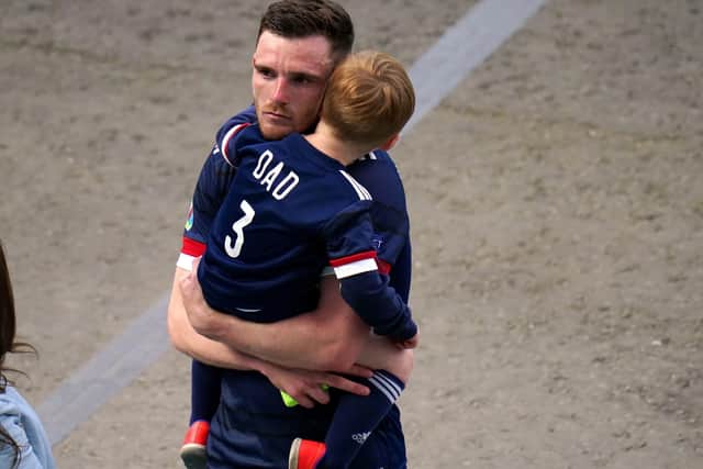 Defeat - Scotland's Andrew Robertson with his son after the UEFA Euro 2020 Group D match at Hampden Park, Glasgow. (Picture: PA)