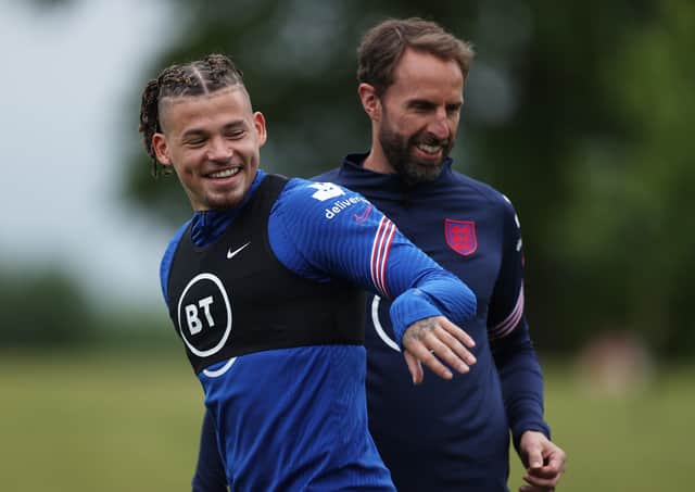 Young Lion: Leeds United's Kalvin Phillips and Gareth Southgate. Picture: Getty Images