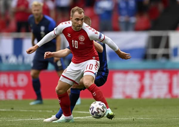 Denmark's Christian Eriksen: Recovering after collapsing in Euro 2020 encounter against Finland.