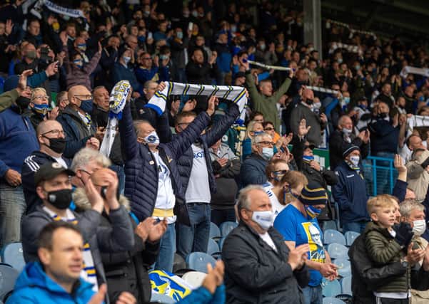 We're back: 
Leeds United fans back inside Elland Road for the game against West Bromwich Albion.  Picture: Bruce Rollinson