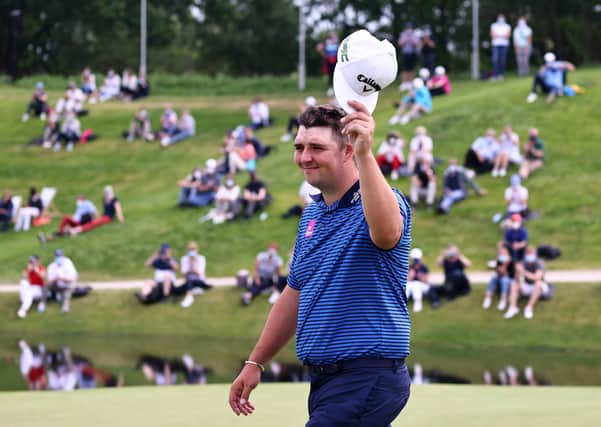 Winner: Marcus Armitage reacts to applause after winning The Porsche European Open at Green Eagle Golf Course in Hamburg, Germany. Picture: Getty Images