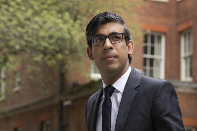Chancellor of the Exchequer Rishi Sunak leaves 11 Downing Street on April 26, 2021 in London