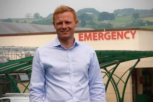 Keighley and Ilkley MP Robbie Moore outside Airedale Hospital.