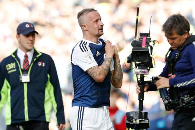 Leigh Griffiths, pictured after scoring against England four years ago. Picture: PA.