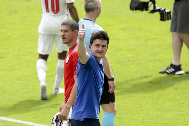 GOOD TO GO: Harry Maguire has recovered from injury to be in contention to start against Scotland in the European Championship clash at Wembley on Friday night. Picture: Robin Jones/Getty Images