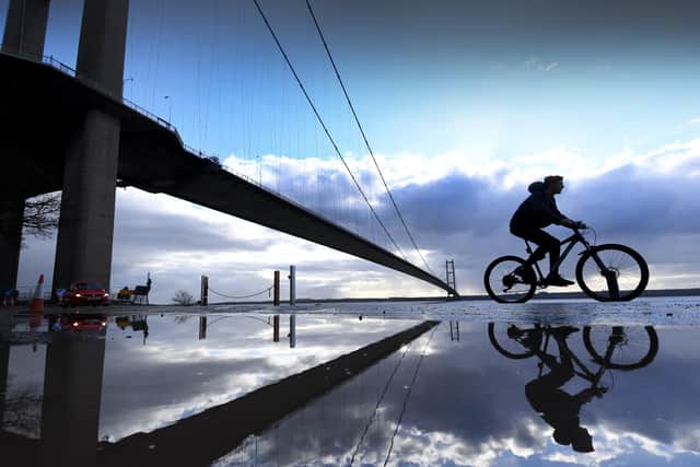 Cyclists have been banned from riding across the Humber Bridge. Photo Simon Hulme.