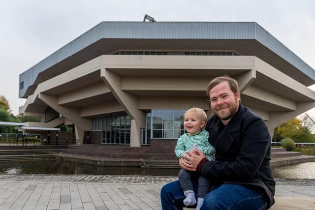 Pictured Chris Hoyle, with his son at the University of York campus. Mr Hoye is one of 15 members of an expert board who are aiding Josh MacAlister - the lead for the  independent review into children’s social care. Photo credit: JPIMedia
