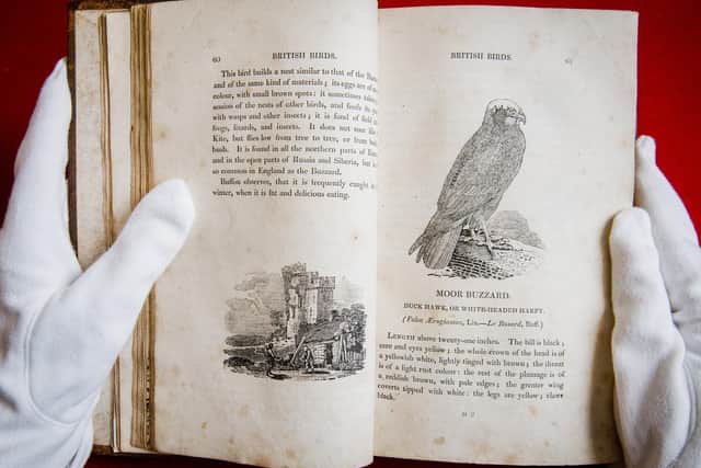 Brontë family copy of Thomas Bewick’s A History of British Birds. Image by Sothebys, which has said it is pleased to play its part in postponing sales if it results in a shared outcome for the great library.