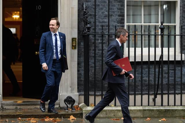 Matt Hancock and  Gavin Williamson leave number 10, Downing Street following the weekly Cabinet meeting in November 2018.