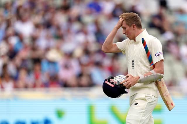 Disappointment: England's Zak Crawley walks off the pitch after getting out for a duck during day one of the second Test against New Zealand. Picture:  Mike Egerton/PA Wire.