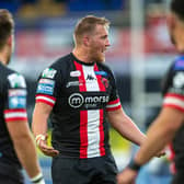 Salford Red Devils' James Greenwood cannot believe he has been sent off (BRUCE ROLLINSON)