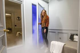 Claire Greenwood shows off her cryotherapy chamber. 
Pics by Tony Johnson