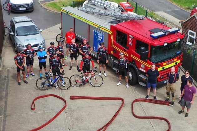 Thirteen staff from Humberside Fire and Rescue Service (HFRS) cycled the 275 miles between 32 different stations
