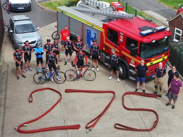 Thirteen staff from Humberside Fire and Rescue Service (HFRS) cycled the 275 miles between 32 different stations