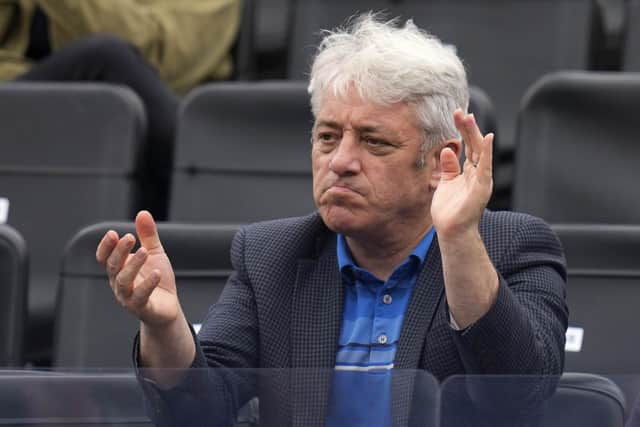 ormer British House of Commons speaker, John Bercow, applauds as he watches the final singles tennis match between Matteo Berrettini of Italy and Cameron Norrie of Britain at the Queen's Club tournament.