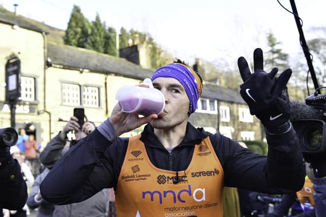 Marathon man: Kevin Sinfield completes his final marathon of seven marathons in seven days fund-raising challenge in support his former team-mate Rob Burrow and the Motor Neurone Disease Association. Picture: SWPix