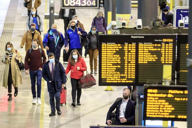 Commuters at Leeds Station - the future of Northern Powerhouse Rail is again in doubt.