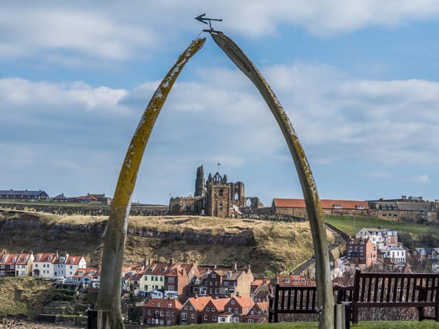 A view towards Whitby Abbey through the replica whale jaw bone which replaced the original archway. Picture: James Hardisty.