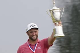 Winner: Jon Rahm, of Spain, holds the trophy after the final round of the US Open at Torrey Pines in San Diego. Picture: AP Photo/Jae C. Hong