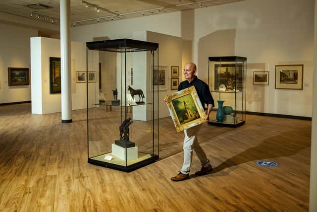 Bill McHugh, Strategic Development Manager with the works in the gallery in the Danum, Doncaster. Picture: Tony Johnson