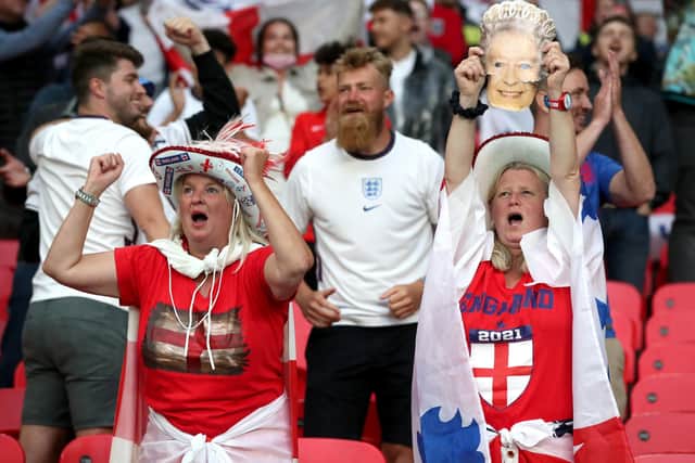 England fans show their support at Wembley during Friday night's Euro 2020 clash with Scotland. Picture: Nick Potts/PA