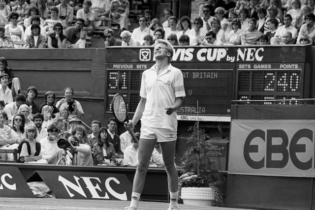Andrew Castle aged 22 in 1986 on Court No 1 at Wimbledon, where he met Australia's Paul McNamee in his Davis Cup baptism. Picture: PA Archive/PA Photos.
