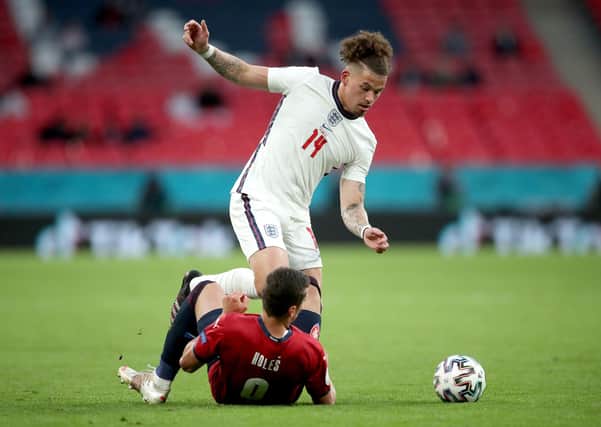 Ever-present: England's Kalvin Phillips and Czech Republic's Tomas Holes battle for the ball during the UEFA Euro 2020 Group D match at Wembley. Picture: PA.