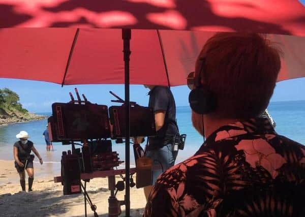 Hogg filming Death in Paradise.