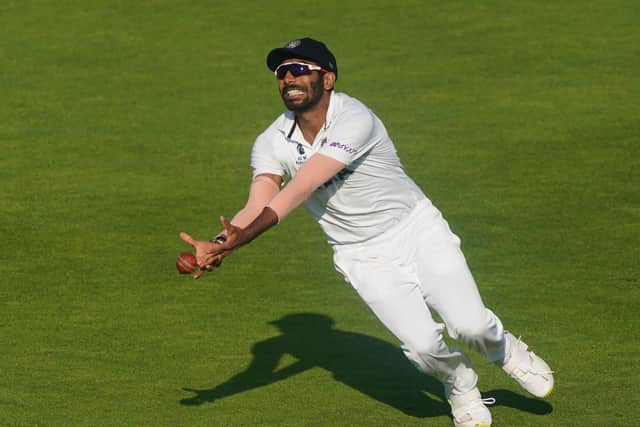 India's Jasprit Bumrah drops a potential catch during day six of the ICC World Test Championship Final match at The Ageas Bowl, Southampton. Picture: Adam Davy/PA Wire.