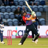 England's Jos Buttler lets loose during the Twenty20 International match against Sri Lanka at Sophia Gardens, Cardiff. Picture: David Davies/PA Wire.