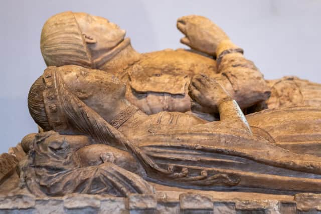 Pictured An alabaster tomb chest with eighteen 'weepers' (small kneeling figures) around it and effigies thought to represent Sir John Savile (d. 1481) and his wife. Image: James Hardisty