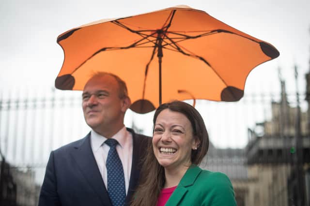 Newly elected Liberal Democrat MP for Chesham and Amersham, Sarah Green is welcomed to the House of Commons by party leader, Sir Ed Davey in Westminster