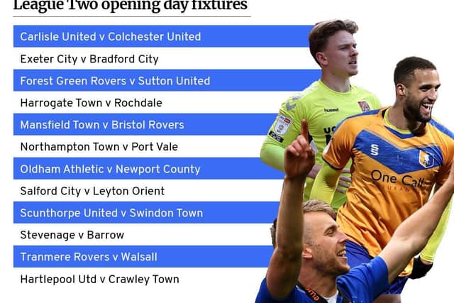 League Two's opening day fixture list.