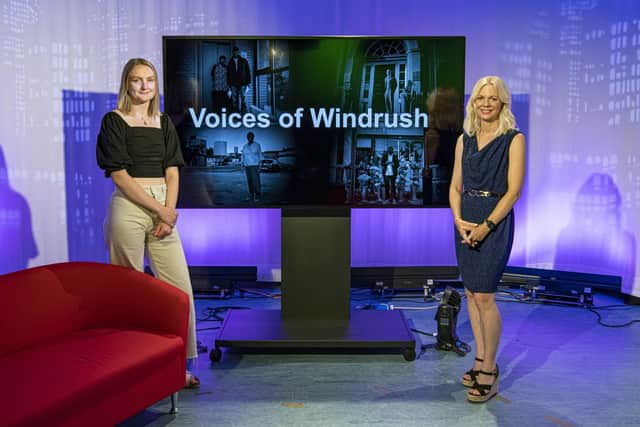 Broadcast Journalism Programme Leader Katherine Blair, right, with producer Martha Sanders. Picture: Tony Johnson.