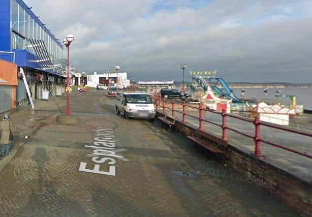 A man with distinctive gold teeth tried to steal a dog from a couple as they walked along Esplanade in Bridlington.