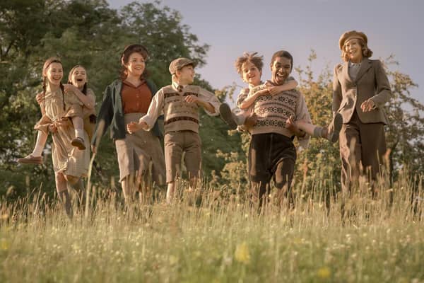 A first-look image from The Railway Children Return, featuring Sheridan Smith appearing as Annie, (second left) and Jenny Agutter reprising her role as Roberta Waterbury (right)