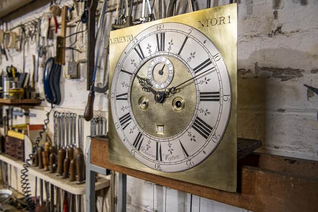 A clock made by Jon Sanderson in Wigton Cumbria dating from 1740. Picture by Tony Johnson.