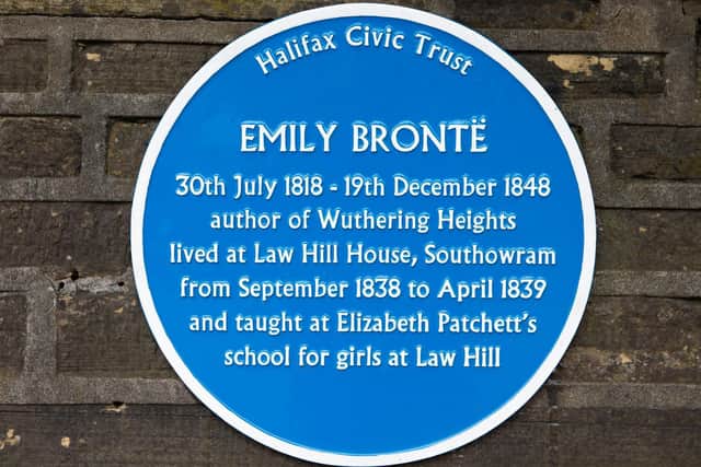 Emily Bronte's blue plaque, Law Hill House, Law Lane, Southowram