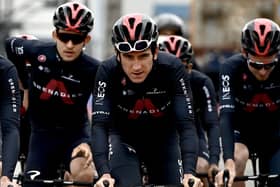 Team Ineos Grenadiers' Geraint Thomas of Great Britain (2nd-R) attends a training session two days ahead of the first stage of the 108th edition of the Tour de France cycling race, near Brest on July 24, 2021. (Picture: Philippe LOPEZ / AFP via Getty Images)