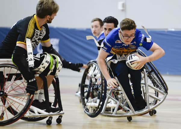 Action from the Wheelchair Challenge Cup Final between victorious Leeds Rhinos and The Argonauts Skeleton Army at the English Institute of Sport in Sheffield.  Picture: Dean Atkins