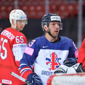 Brendan Connolly - in action for GB at the IIHF World Championships in Riga last month. 
Picture courtesy of Dean Woolley.