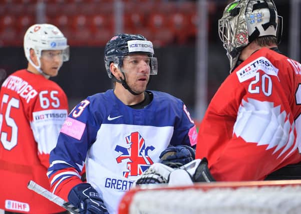 Brendan Connolly - in action for GB at the IIHF World Championships in Riga last month. 
Picture courtesy of Dean Woolley.