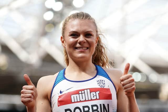 Great Britain's Beth Dobbin reacts after taking third place the Women's 200m final at the London Diamond League (Picture: PA)