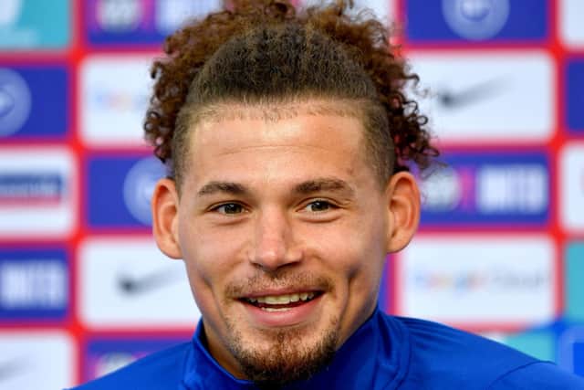 England's Kalvin Phillips during a press conference at St George's Park on Sunday.
