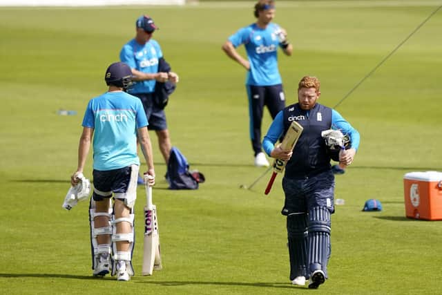 England's Jonny Bairstow (right) during a nets session at the Emirates Riverside (Picture: PA)