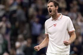 Victory roar: Andy Murray roars with delight after defeating Nikoloz Basilashvili in the first round on Centre Court. Picture:  Simon Bruty/AELTC Pool/PA Wire.