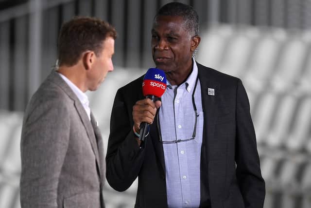 Legendary West Indies fast bowler Michael Holding with his Sky Sports colleague Mike Atherton.