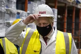 Boris Johnson during a campaign visit to Batley on Monday.