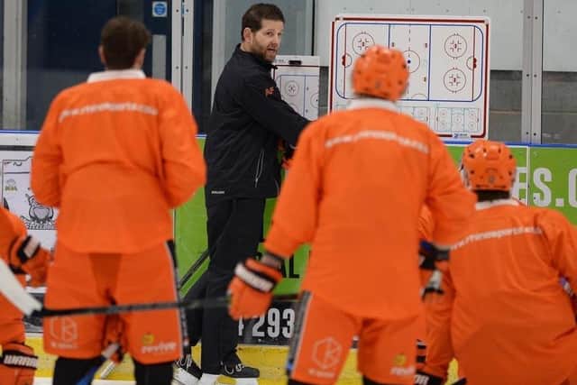 Aaron Fox, Sheffield Steelers head coach, pictured at the team's 
Elite Series training camp 
back in March. Picture courtesy of Dean Woolley.
